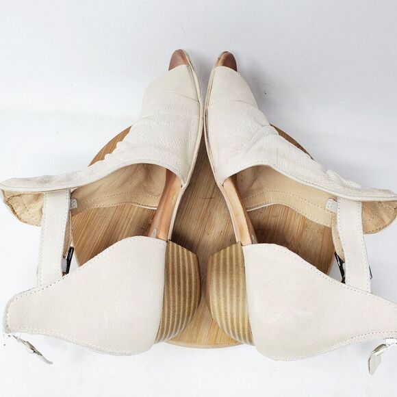 Miz Mooz Shoes Women 40 Corra Off White Pump Buckle Strap Bootie Open Toe Sandal - Picture 9 of 13